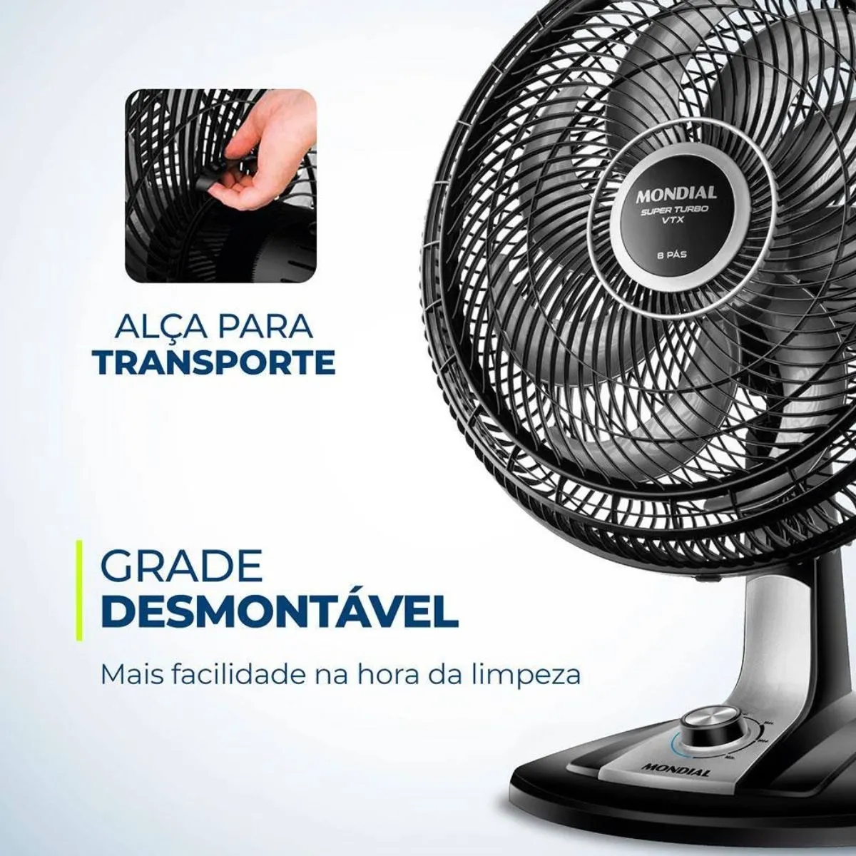 Ventilador de Mesa 40cm Turbo Mondial VTX-40-8P 220v
