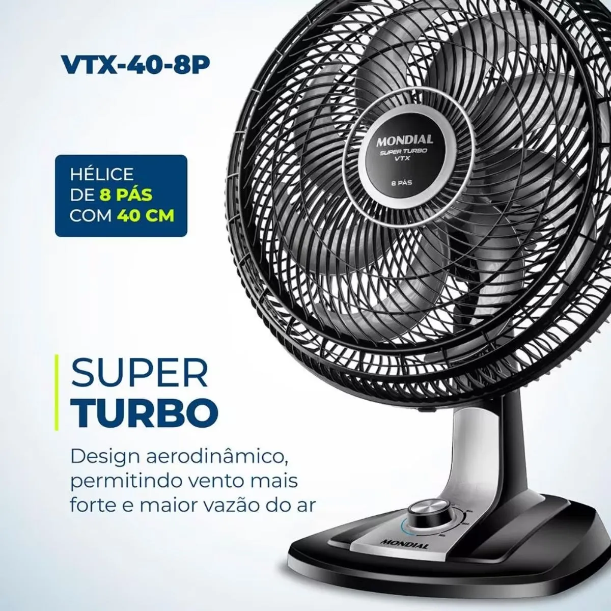 Ventilador de Mesa 40cm Turbo Mondial VTX-40-8P 220v