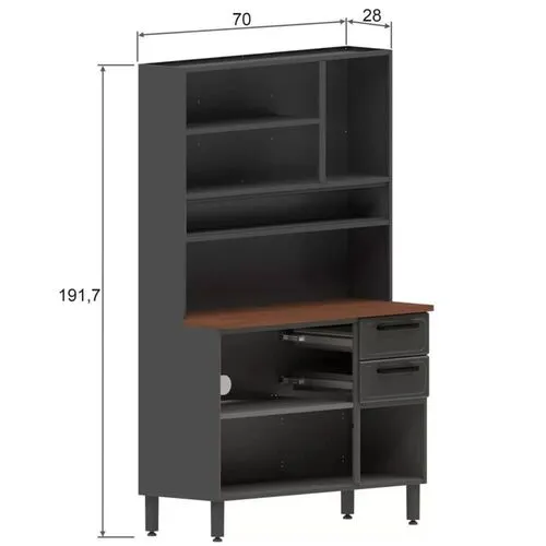 Armário de Aço Para Cozinha Estilo 6 Portas 2 Gavetas Grafite/Cinza