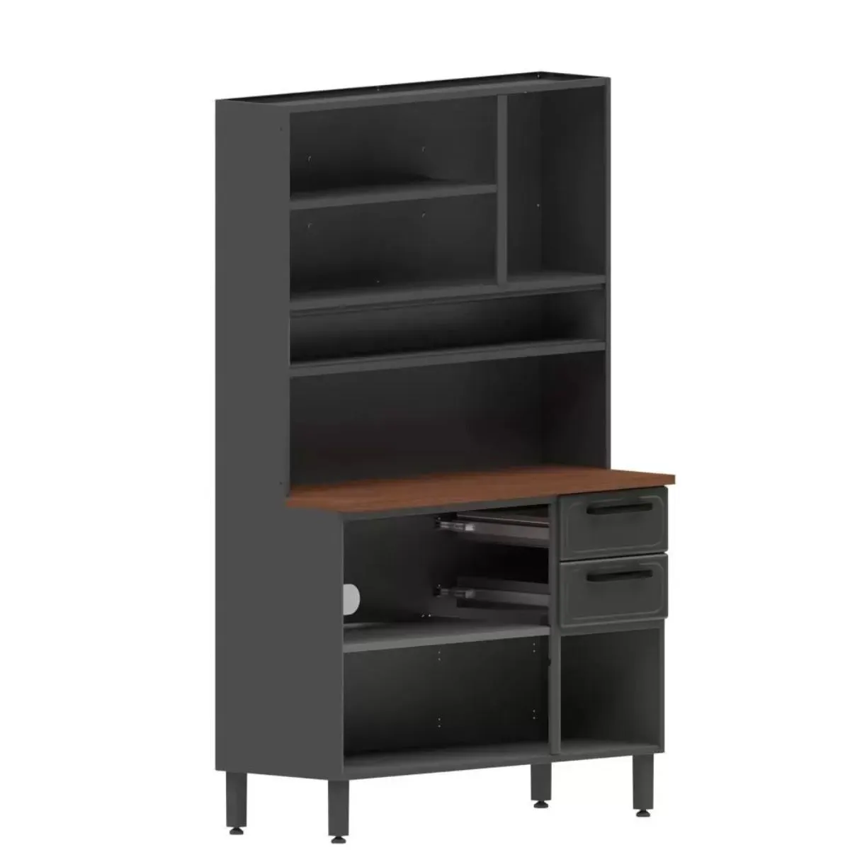 Armário de Aço Para Cozinha Estilo 6 Portas 2 Gavetas Grafite/Cinza