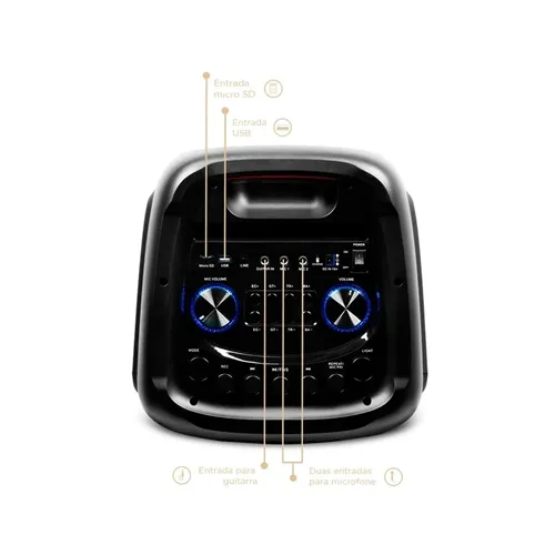 Caixa De Som Amplificada GT 1000W RMS Bluetooth TWS Evoke 1000