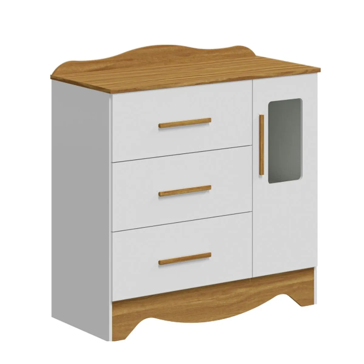 Cômoda Infantil Clara 1 Porta 3 Gavetas Branco Brilho/Amêndoa