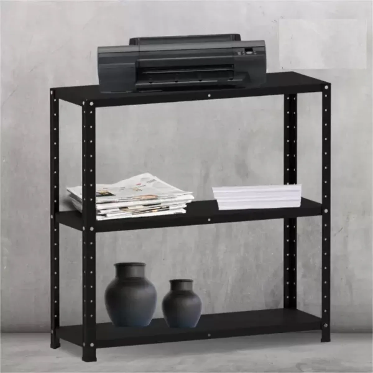 Estante De Aço Pandin Multiuso Com 3 Prateleiras 900x92x300mm EDP03 Preto