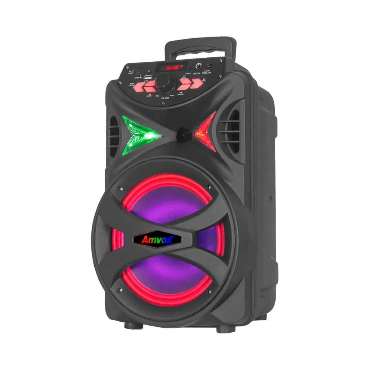 Caixa de Som Amplificada Amvox ACA 255 HIT 250W RMS Bluetooth Iluminação LED Bivolt Preta
