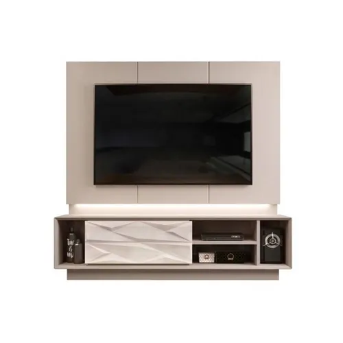 Bancada com Painel Luigi 2,00 Para TV até 75 Form Off White/Off White