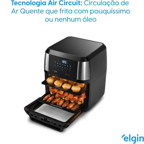 Fritadeira Forno Air fryer Oven Fry 4 em 1 Preto 12 Litros 220V Elgin