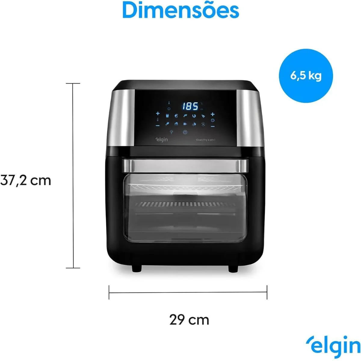 Fritadeira Forno Air fryer Oven Fry 4 em 1 Preto 12 Litros 220V Elgin