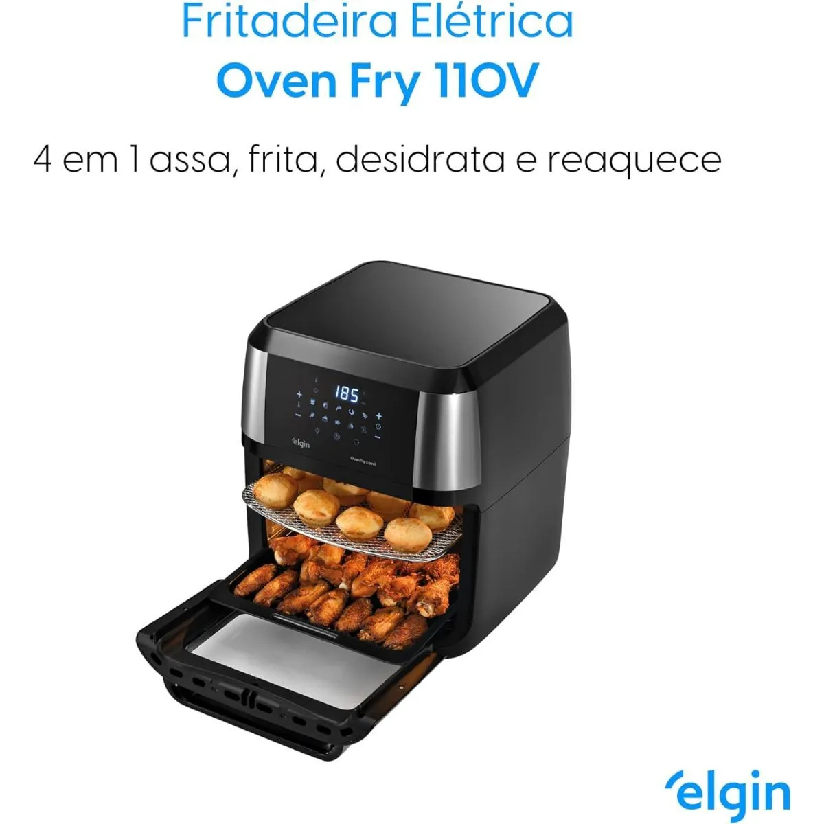 Fritadeira Forno Air fryer Oven Fry 4 em 1 Preto 12 Litros 220V Elgin