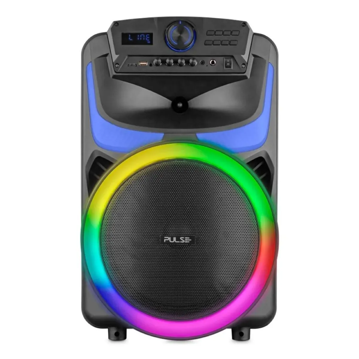 Caixa De Som Amplificada Bluetooth Portátil Pulse Burst SP403 550w RMS USB Fm Com Rodinhas