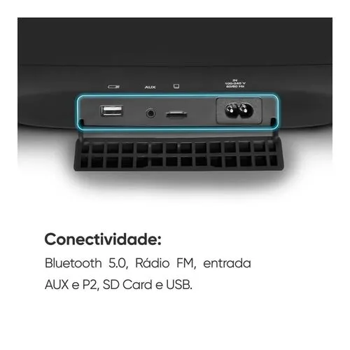 Caixa de Som Portátil GT Move 800w Preto Bluetooth TWS Auxiliar
