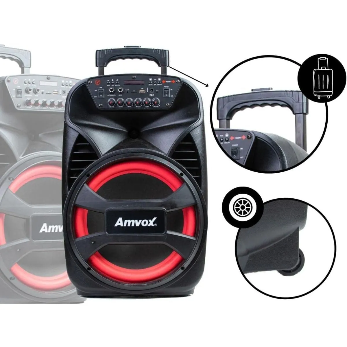 Caixa de Som Amplificada Amvox ACA-480 RMS 480W Viper II Double Coil