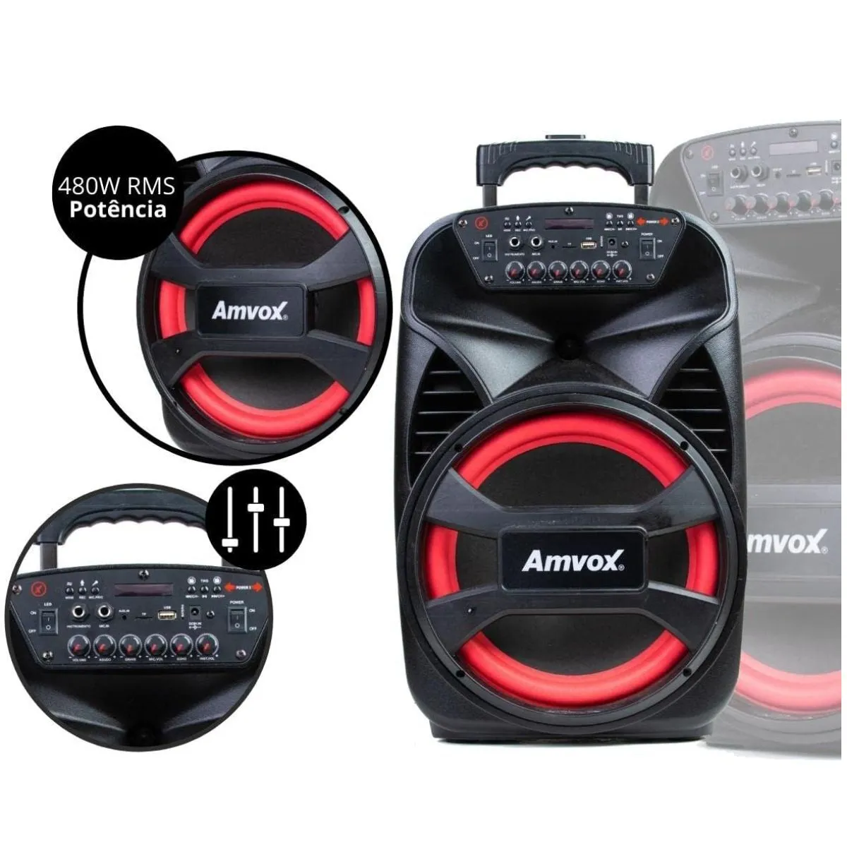 Caixa de Som Amplificada Amvox ACA-480 RMS 480W Viper II Double Coil