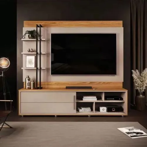 Estante Home Logan Para TV Até 65 Pelagadas Carvalho Nobre/Griz