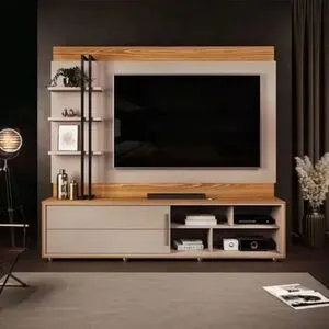 Estante Home Logan Para TV Até 65 Pelagadas Carvalho Nobre/Griz