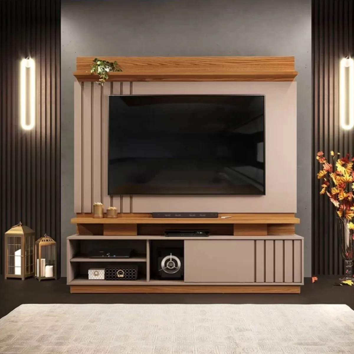 Estante Home Detroit Para TV Até 70 Polegadas Carvalho Nobre/Griz