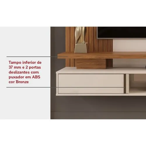 Painel Leoni Para TV Até 65 Polegadas Off White/Freijó