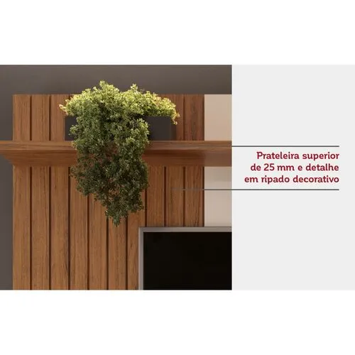 Painel Leoni Para TV Até 65 Polegadas Off White/Freijó