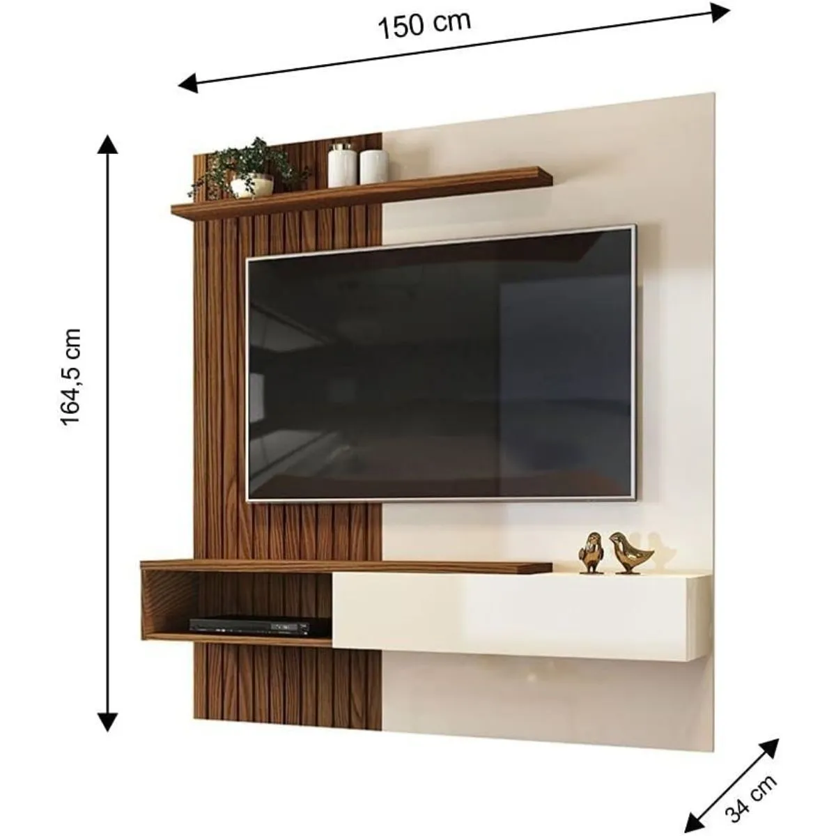 Painel Tito Para TV até 65 Polegadas Off White/Marroquim