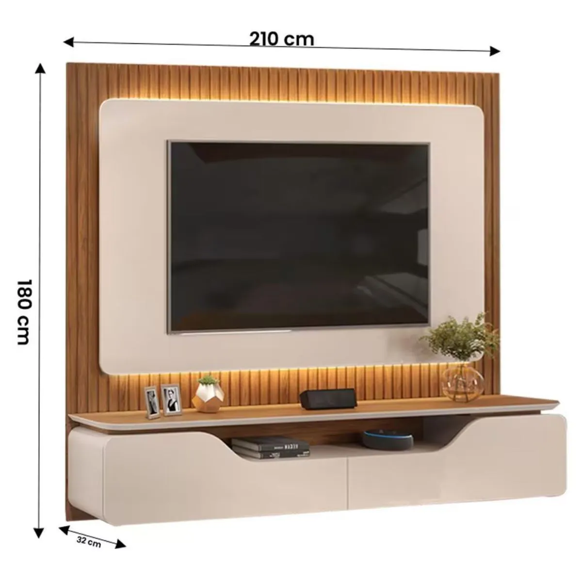 Painel Treviso para TV até 70 Polegadas Off White/Freijó