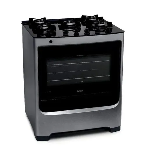 Fogão 5 Bocas Consul Inox Com Mesa de Vidro Bivolt CFS5VAR