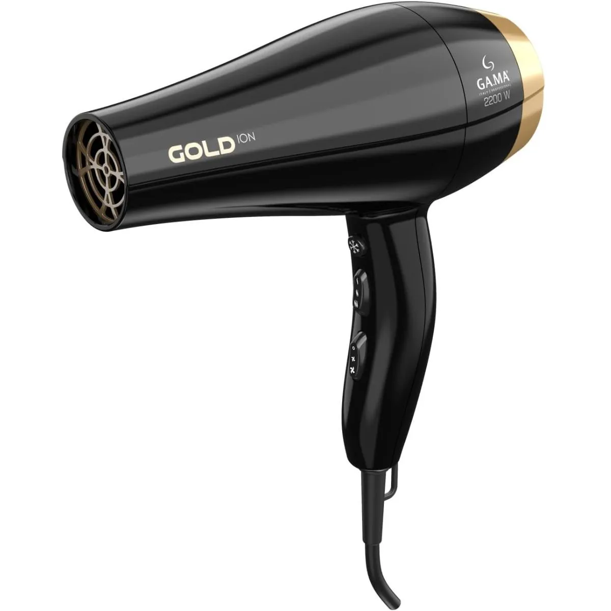 Secador De Cabelo Profissional Gama Gold Ion Essencial Oil Preto/Dourado 2200W 220V