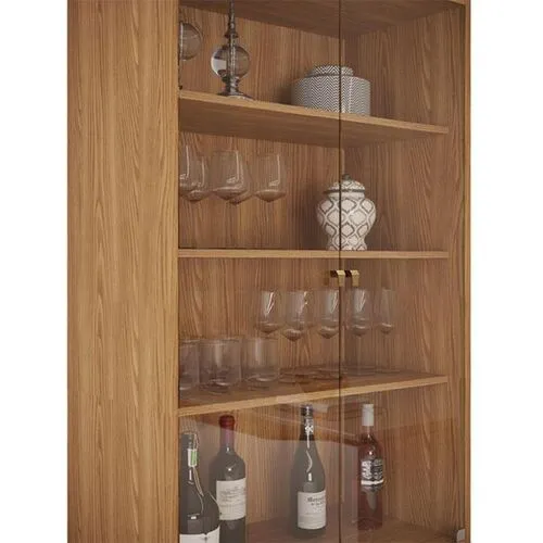 Cristaleira Nice 2 Portas em Vidro 2 Portas em MDF 3 Prateleiras Carvalho Nobre/Off White DJ