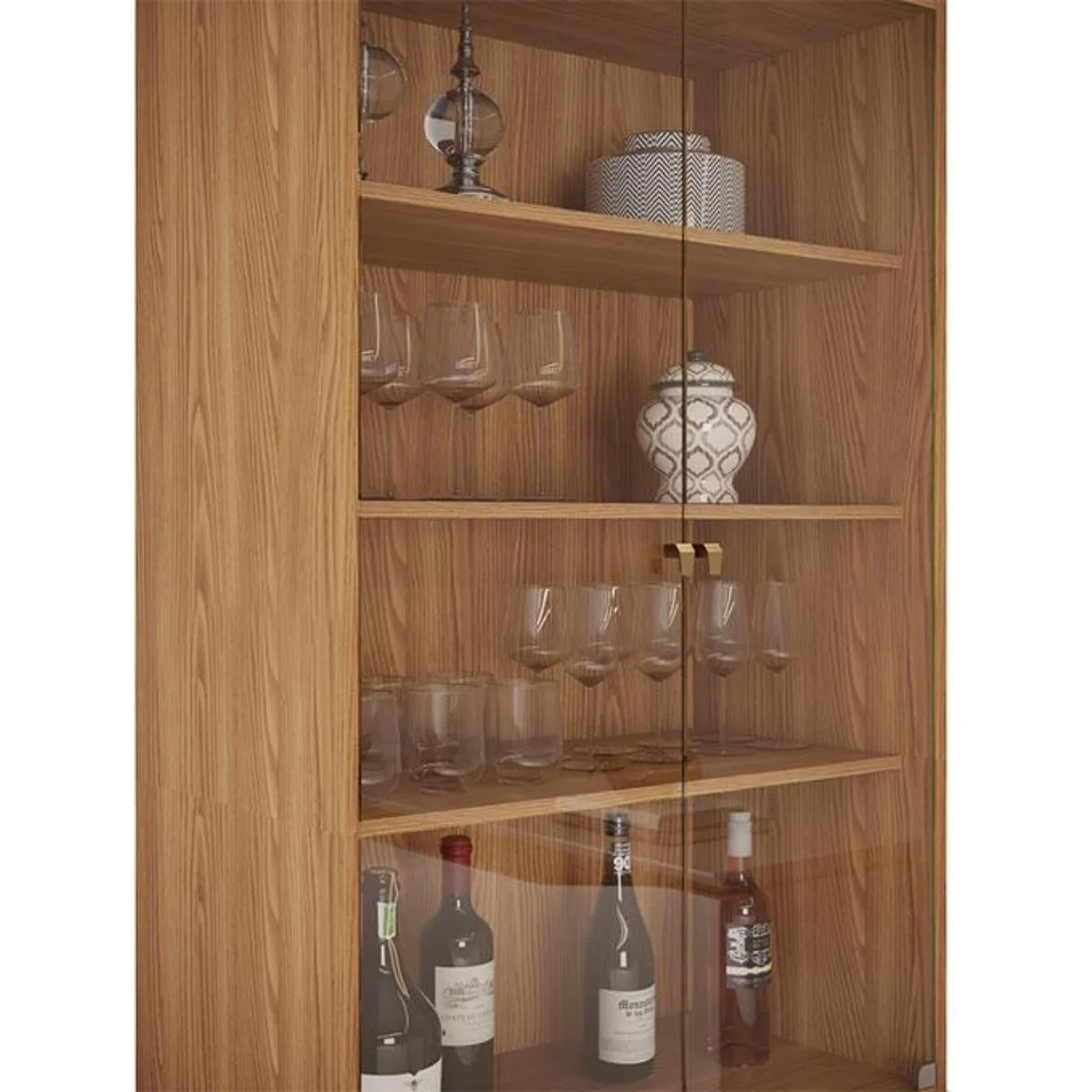 Cristaleira Nice 2 Portas em Vidro 2 Portas em MDF 3 Prateleiras Carvalho Nobre/Off White DJ