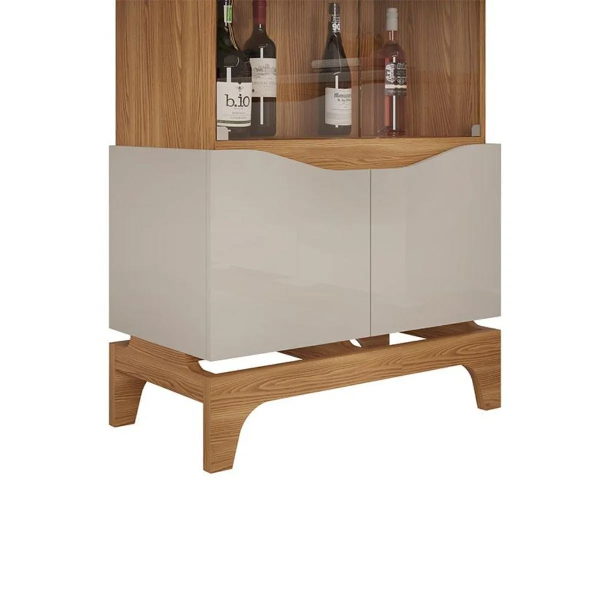 Cristaleira Nice 2 Portas em Vidro 2 Portas em MDF 3 Prateleiras Carvalho Nobre/Off White DJ