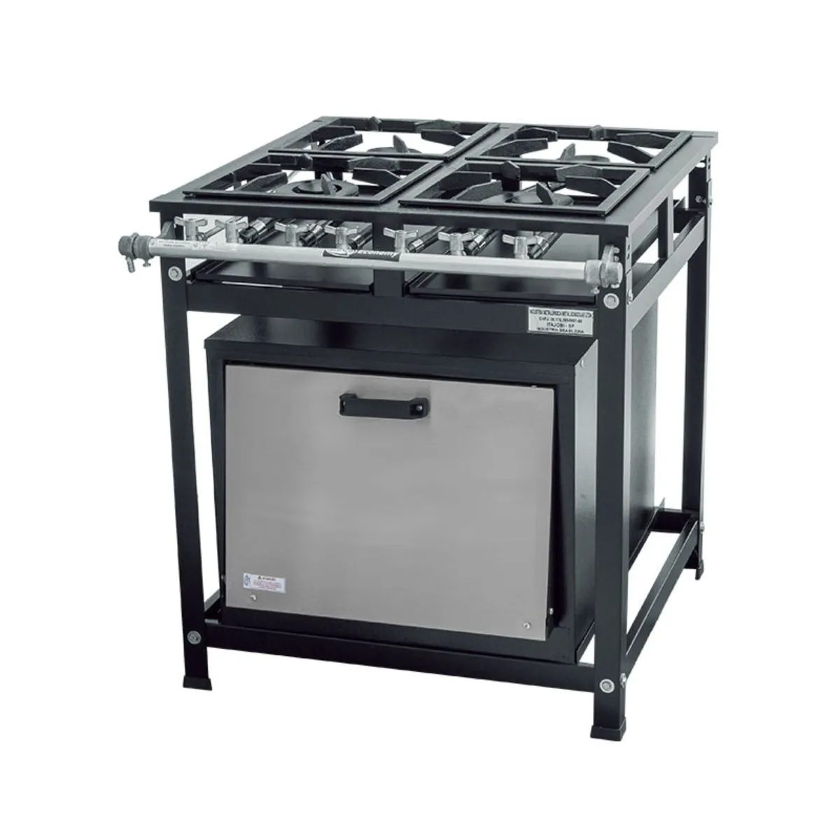 Fogão Industrial 4 Bocas 30x30 2QS 2QD Com Forno BP Standard - Cristal Aço