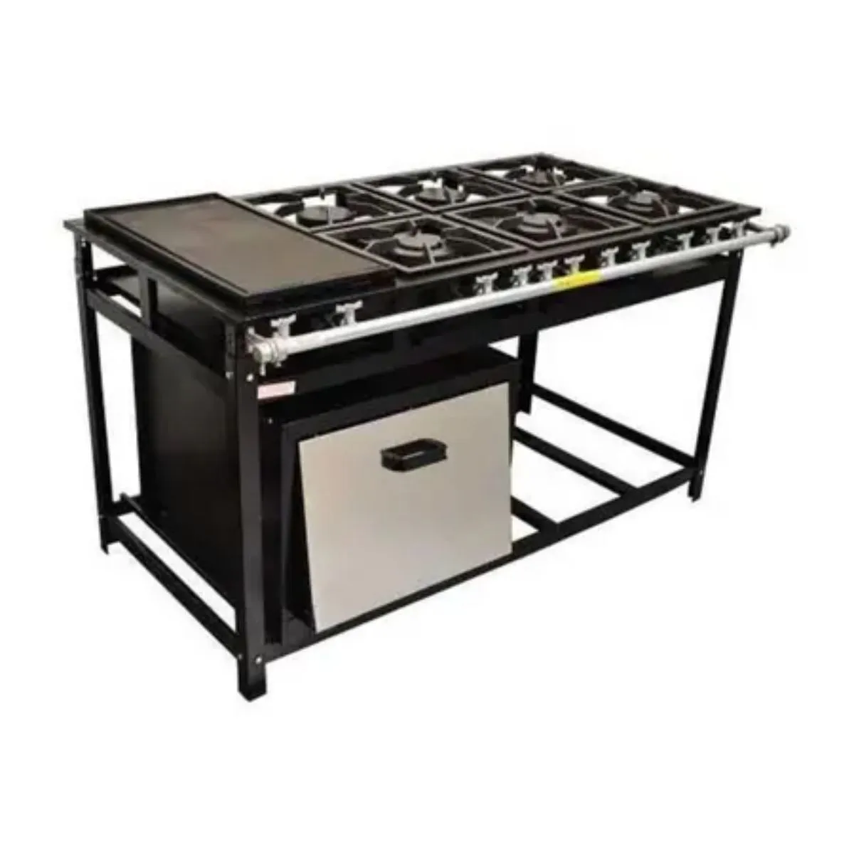 Fogão Industrial 6 Bocas 30x30 3QS 3QD Com Chapa e Forno BP Standard - Cristal Aço