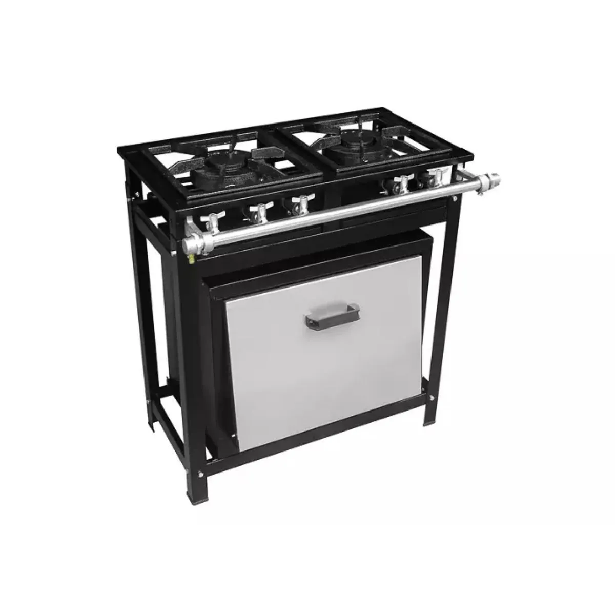 Fogão Industrial 2 Bocas 30x30 1QS 1QD Com Forno BP Standard - Cristal Aço