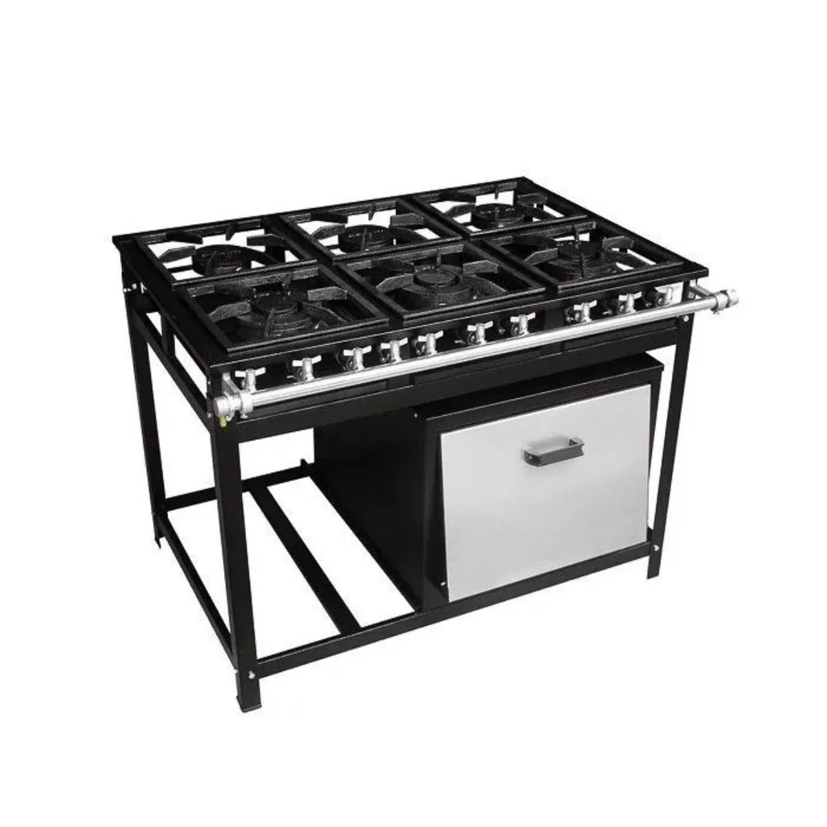 Fogão Industrial 6 Bocas 30x30 3QS 3QD Com Forno BP Standard - Cristal Aço