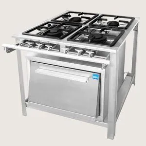 Fogão Industrial 4 Bocas N.E 2QS 2QD Com Forno Inox - Tron