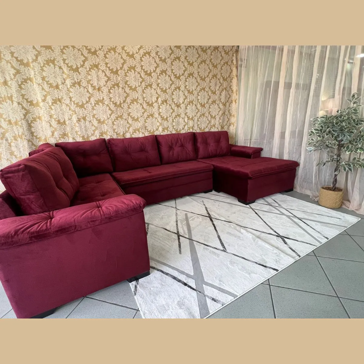 Sofá de Canto Viena Plus 6 lugares Com Chaise Tecido A Cor A191