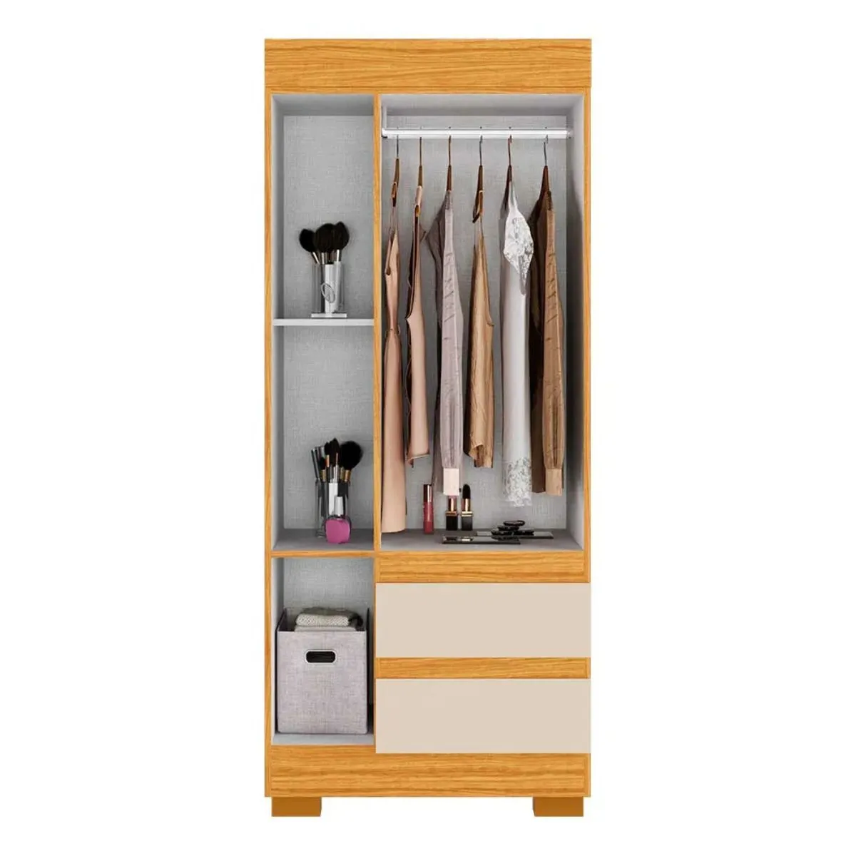 Guarda-Roupa Solteiro 3 Portas 2 Gavetas Maya Cinamomo Off White ACP