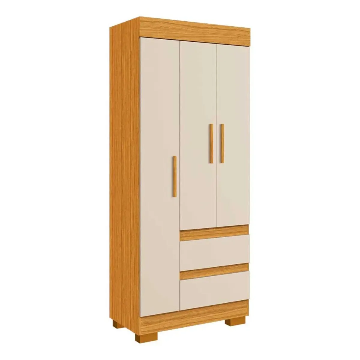 Guarda-Roupa Solteiro 3 Portas 2 Gavetas Maya Cinamomo Off White ACP