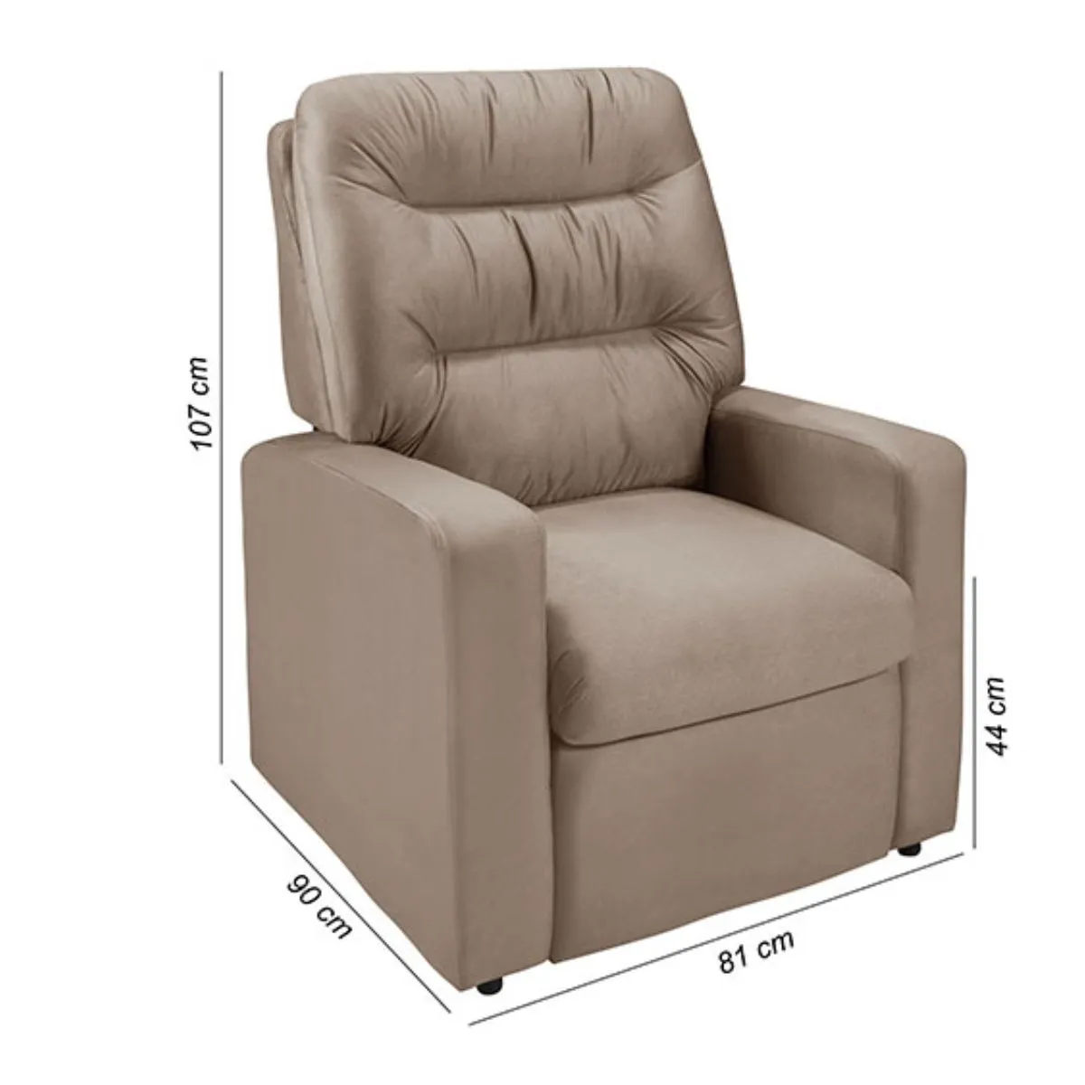 Poltrona Decorativa Reclinável Paris Plus Tecido B Torck Velushine A192