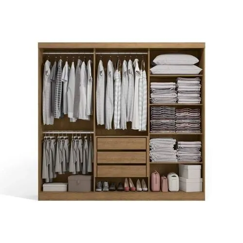 Guarda-Roupa Casal 3 Portas 3 Gavetas J576 Com Pés Freijo/Off White