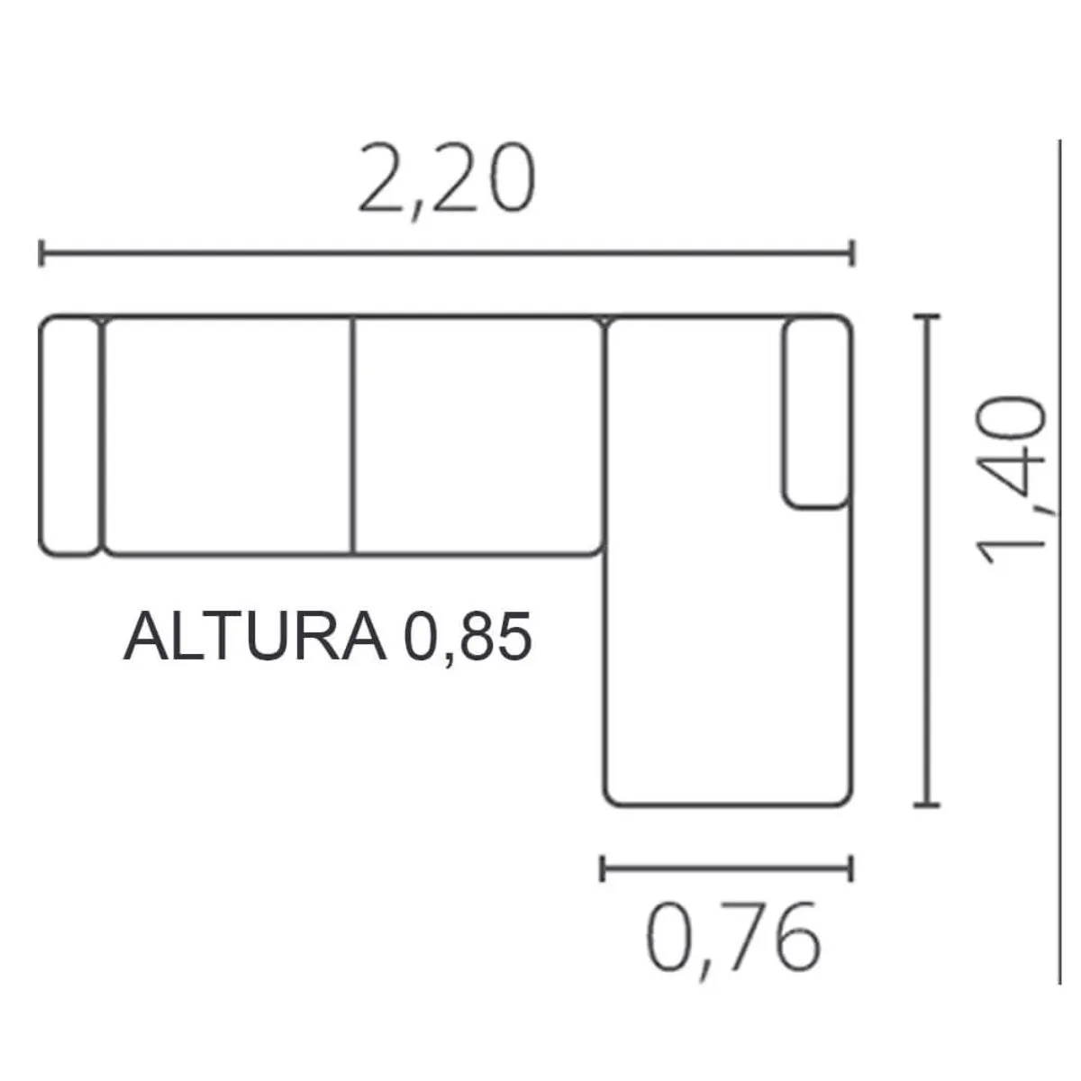 Sofá 2 Lugares Belém Com Chaise 2,20m Bege