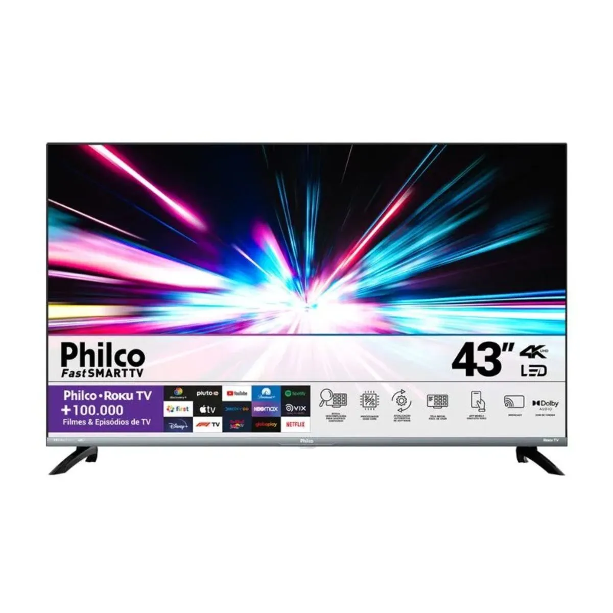 Smart TV Philco Roku Led Ultra Hd 43 4k Hdr10 PTV43G70R2CSGBL Dolby Led