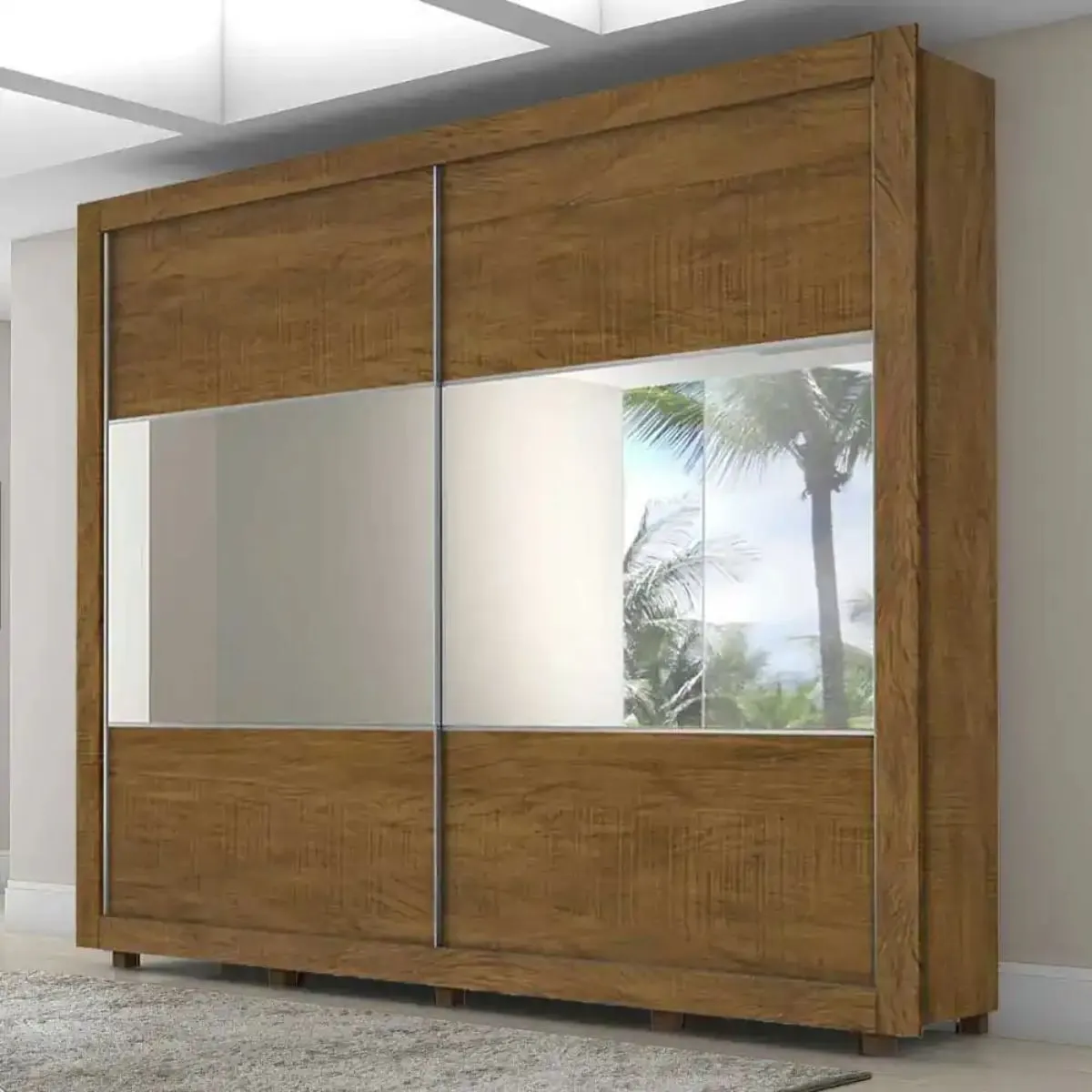 Guarda-Roupa Casal Monize Grenat Com Espelho