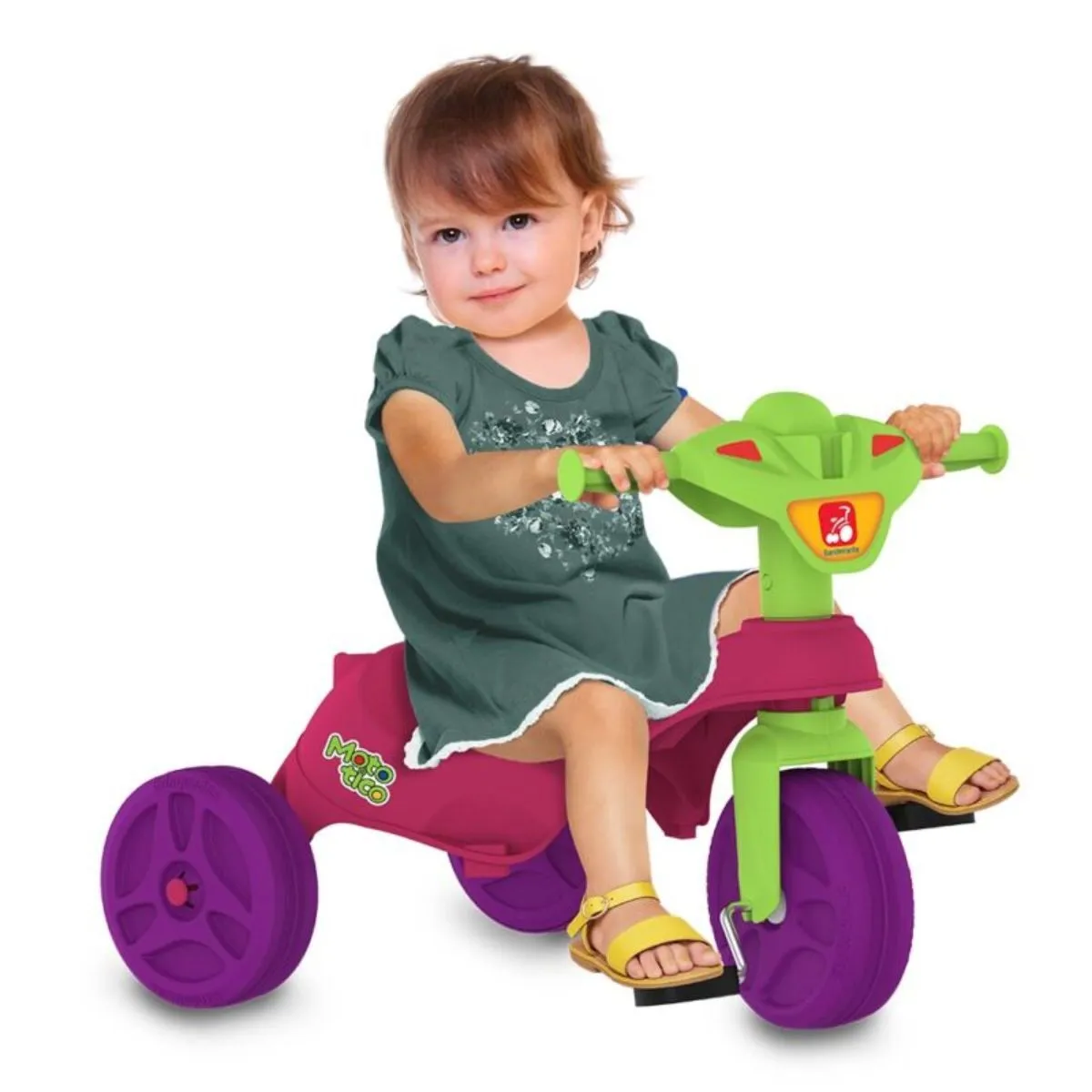 Triciclo Infantil Mototico Rosa (new) com Empurrador e Pedal Bandeirante
