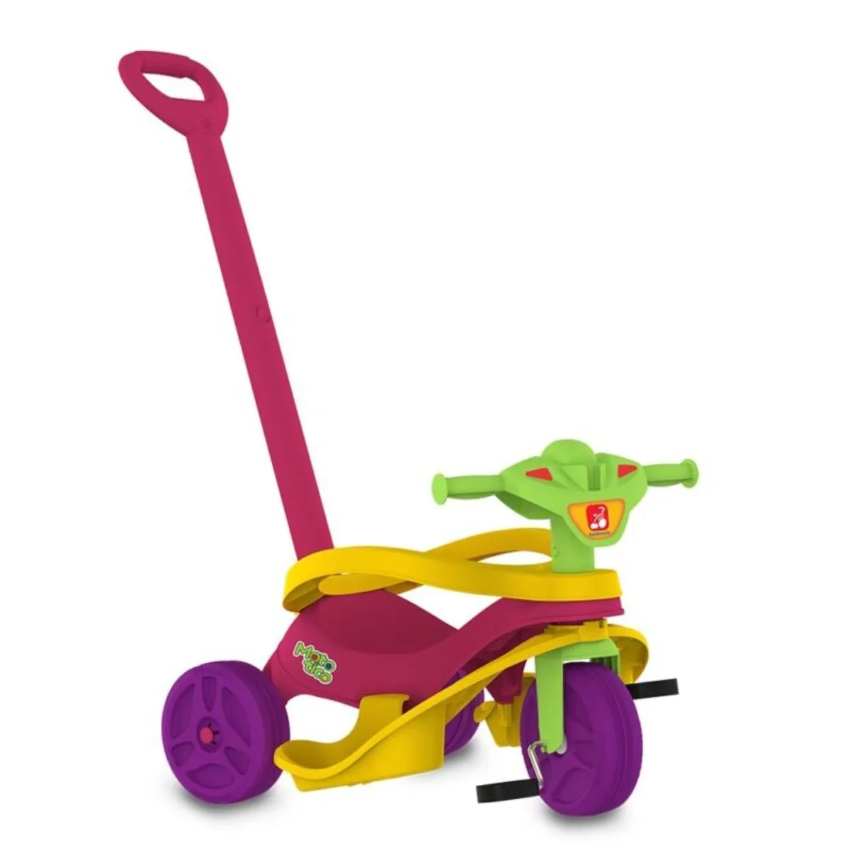 Triciclo Infantil Mototico Rosa (new) com Empurrador e Pedal Bandeirante