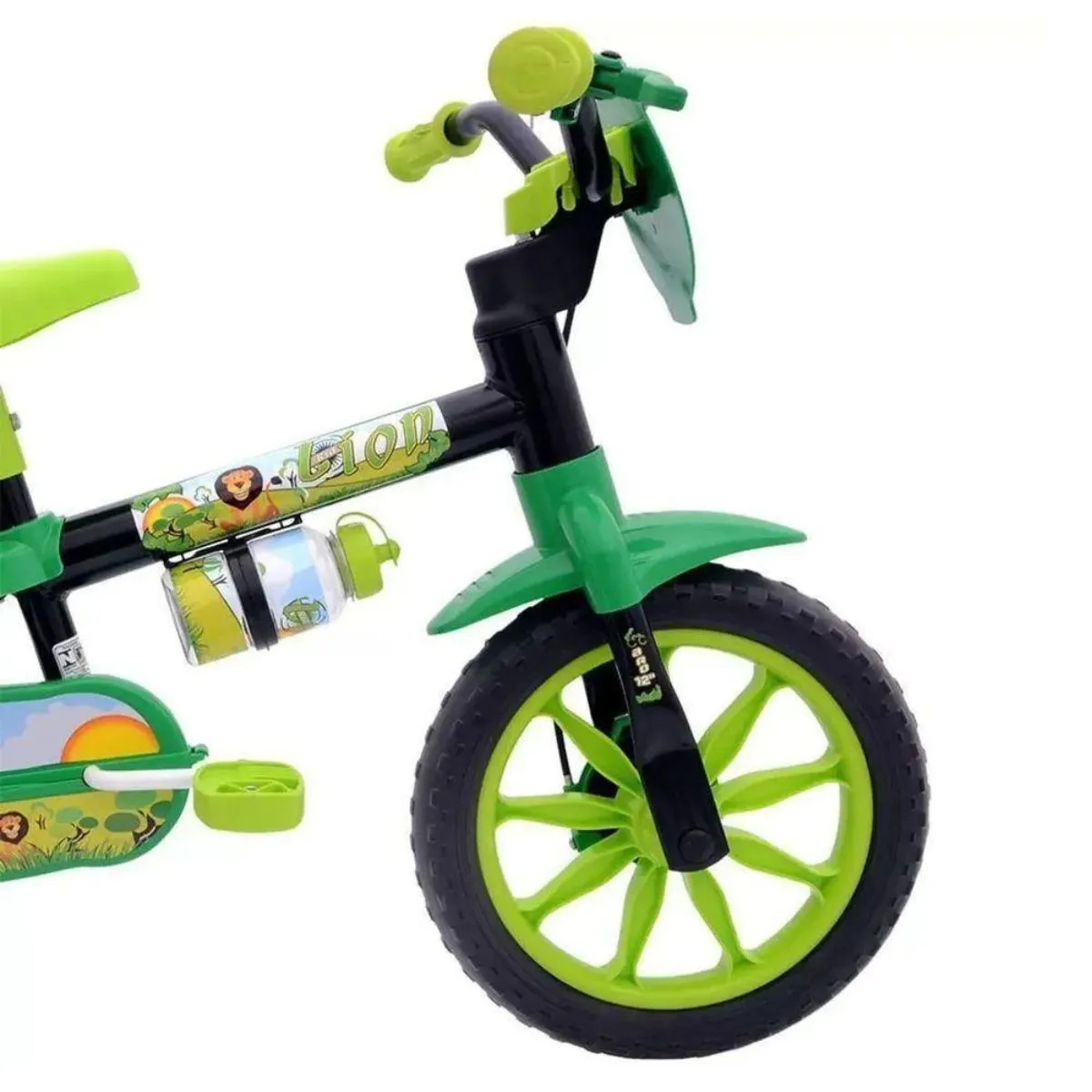 Bicicleta Infantil Aro 12 Lion Black Preto/Verde