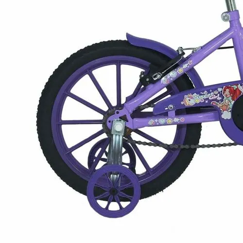 Bicicleta Infantil Aro 16 Sweet Girl Freio V-Brake Com Cesta Lilás