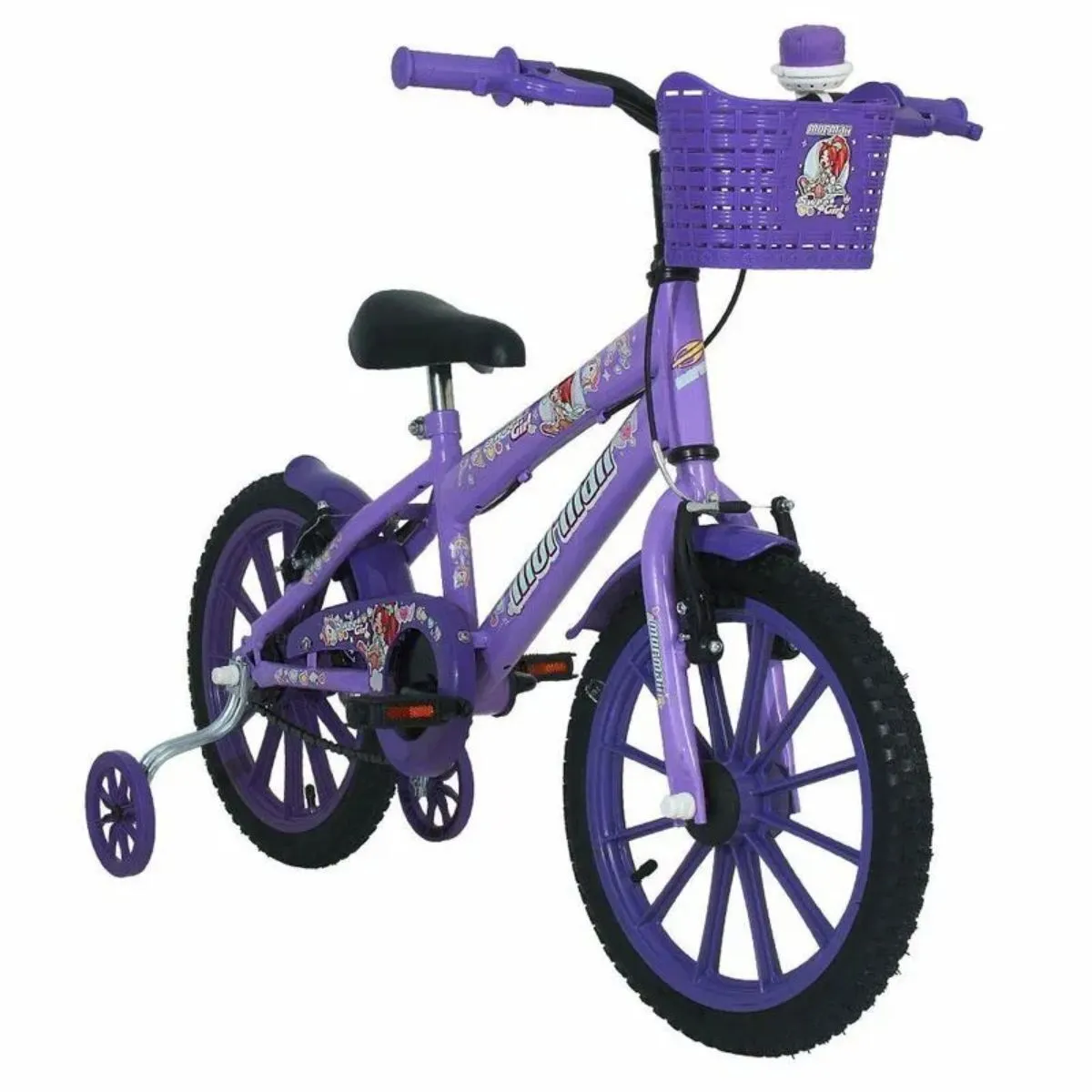 Bicicleta Infantil Aro 16 Sweet Girl Freio V-Brake Com Cesta Lilás