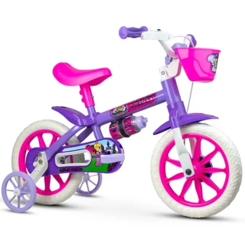 Bicicleta Infantil Aro 12 Violet 04 Lilás Com Cesta e Rodinhas