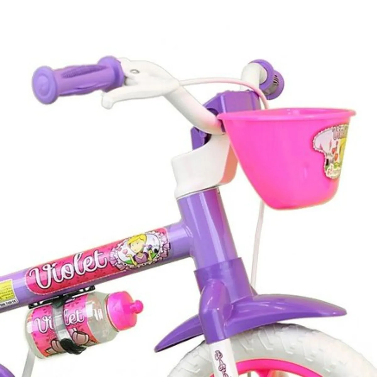 Bicicleta Infantil Aro 12 Violet 04 Lilás Com Cesta e Rodinhas
