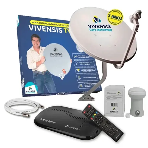 Kit Antena Parabólica Digital Monoponto Com Receptor Vivensis