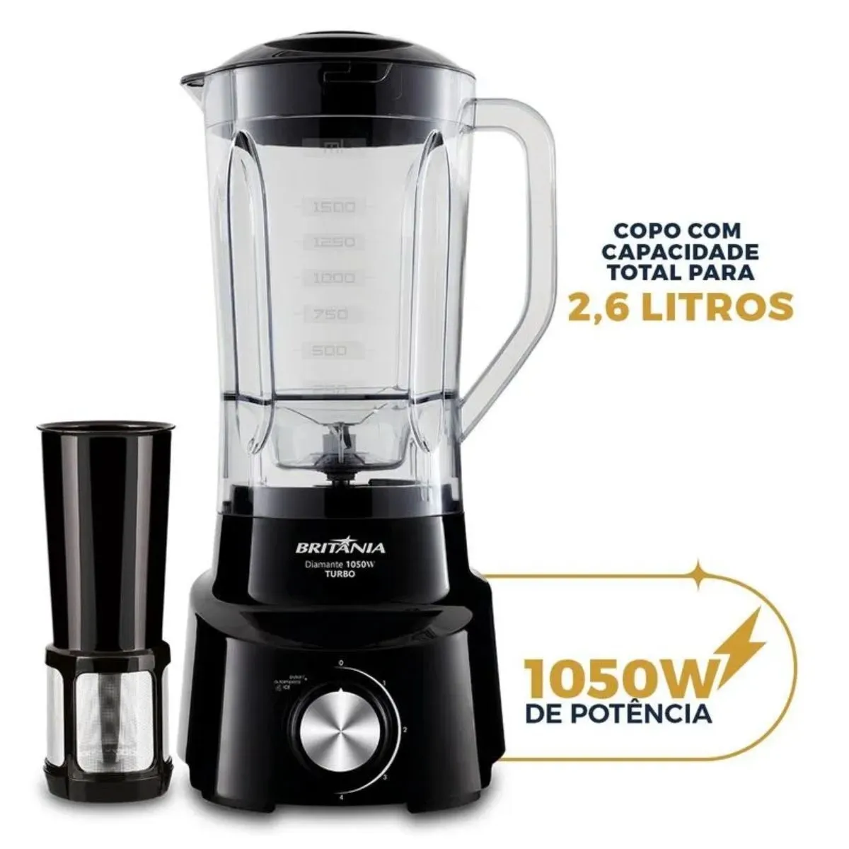 Liquidificador 2,6 Litros Diamante 800 Preto 1050W 4 velocidades 220V